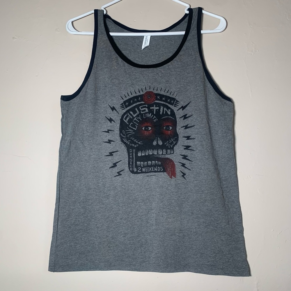Austin City Limits festival 2016 tank top 15 year anniversary skull grey sz S L